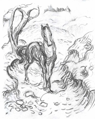 Horse in Landscape by Franz Marc